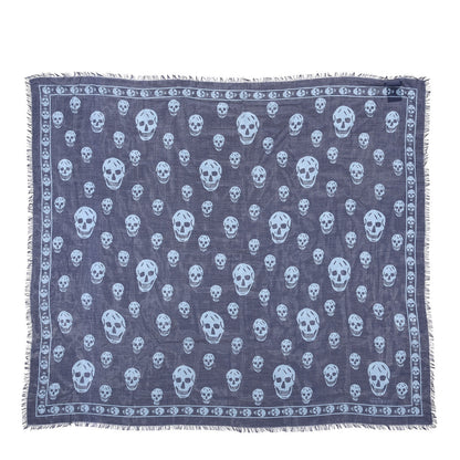 Alexander McQueen Silk Chiffon Skull Scarf Blue 1 of 4