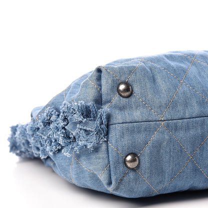 Chanel Denim Quilted Chain Hobo Light Blue 5 of 9