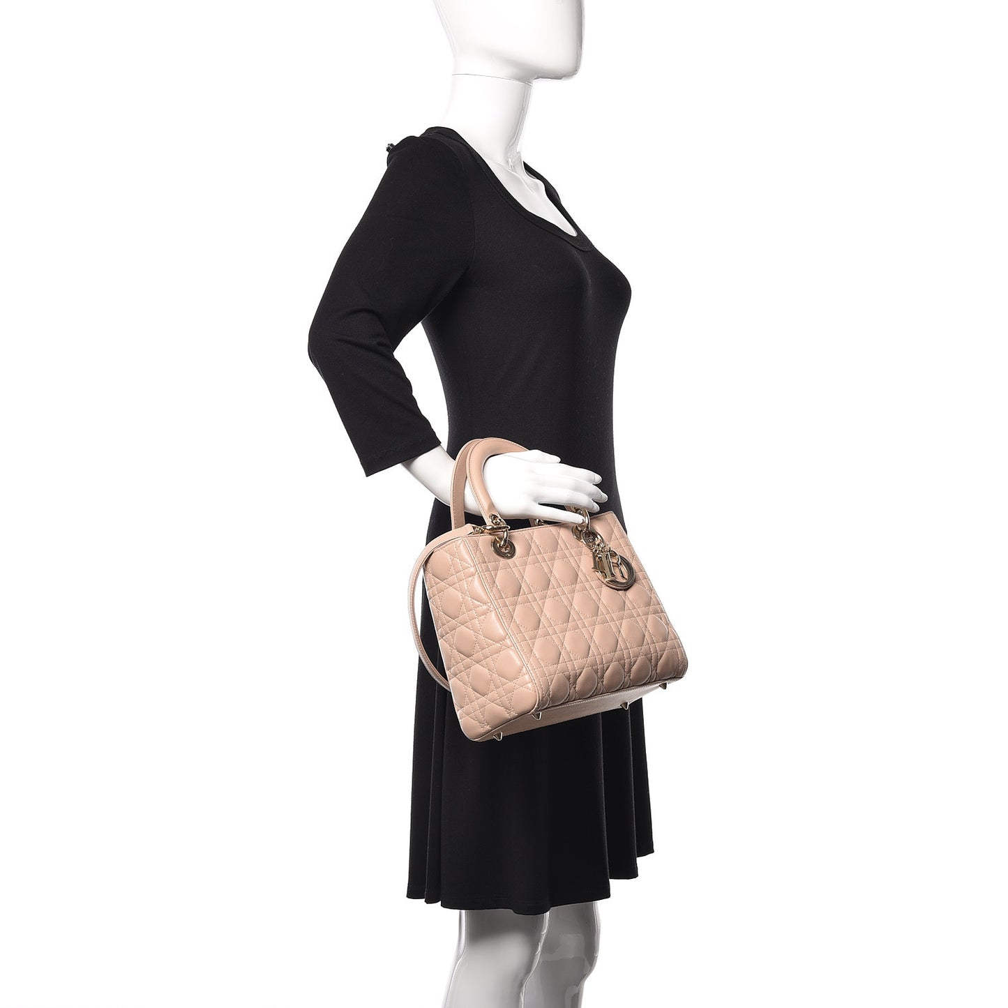 Lambskin Cannage Medium Lady Dior Beige