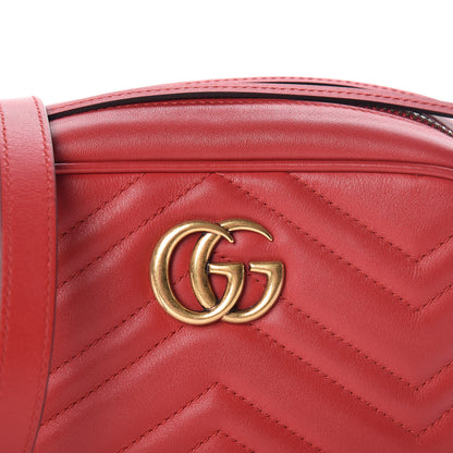 Gucci Calfskin Matelasse Mini GG Marmont Chain Shoulder Bag Hibiscus Red 8 of 10