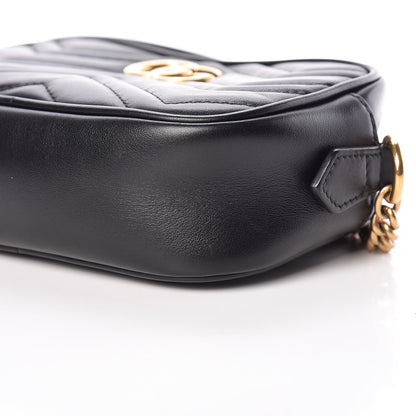 Gucci Calfskin Matelasse Mini GG Marmont Chain Shoulder Bag Black 9 of 10