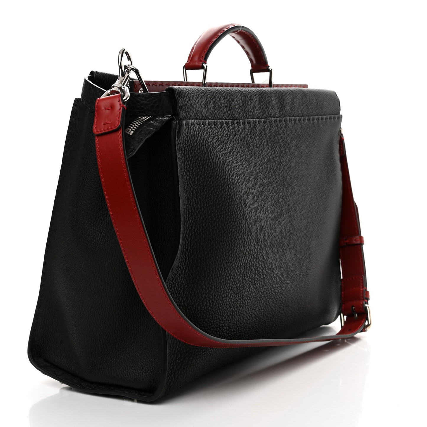 Cuoio Romano Selleria Vitello Zeus Large Mens Peekaboo Iconic Essential Satchel Black Rosso