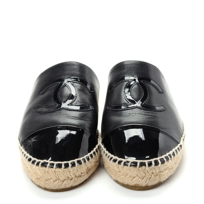 Chanel Goatskin Patent CC Espadrille Mules 40 Black 2 of 10