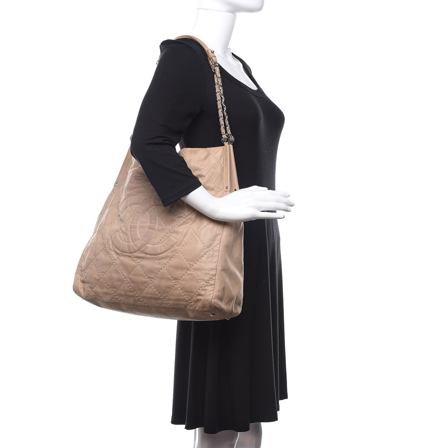 Chanel Iridescent Calfskin Large Sea Hit North South Tote Beige 2 of 13