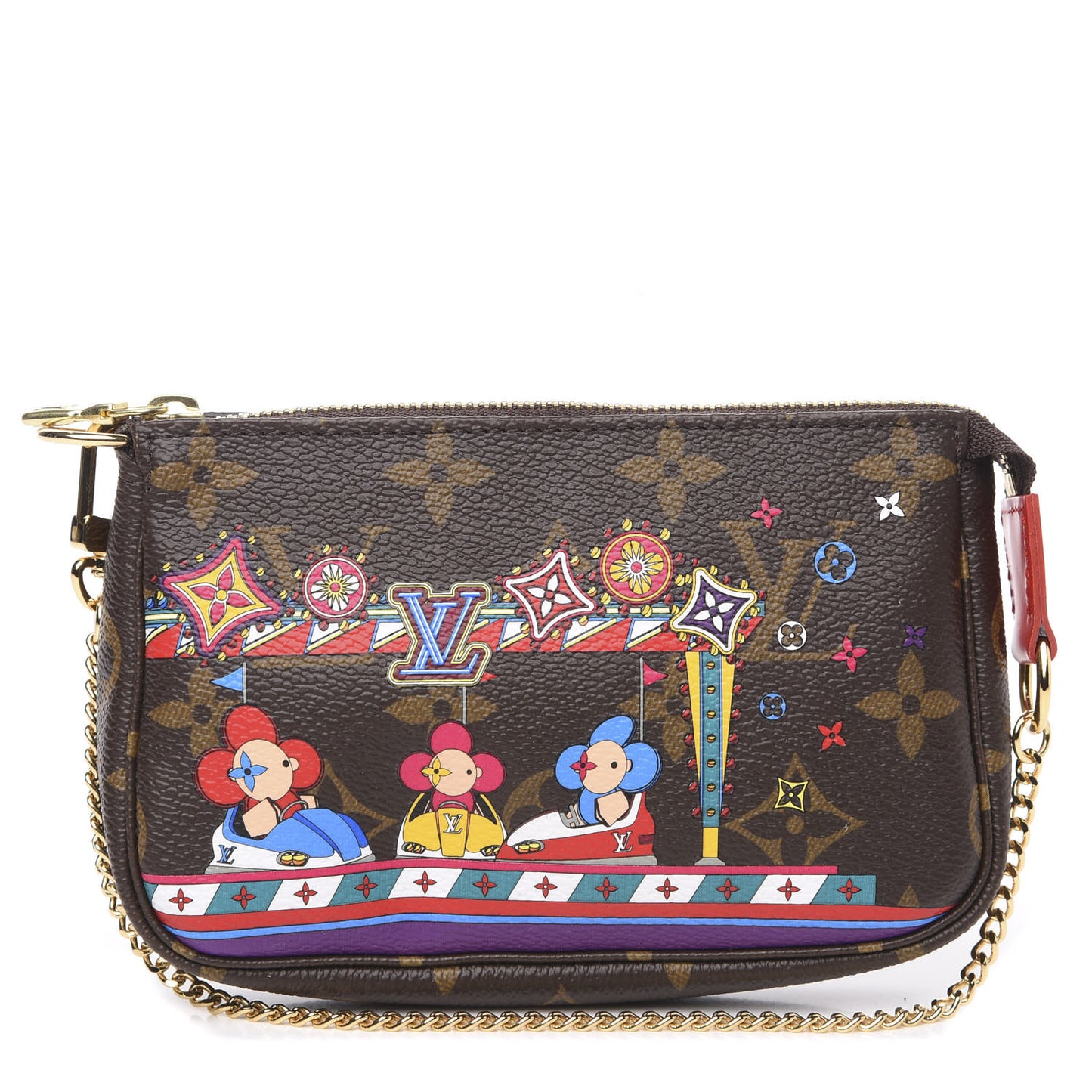 Monogram 2020 Christmas Animation Bumper Cars Mini Pochette Accessories Coquelicot