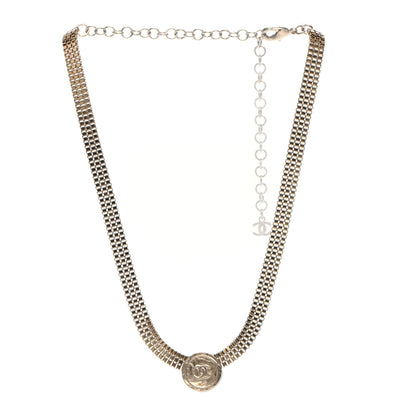 Chanel Metal Chain Link CC Medallion Choker Necklace Gold 3 of 5