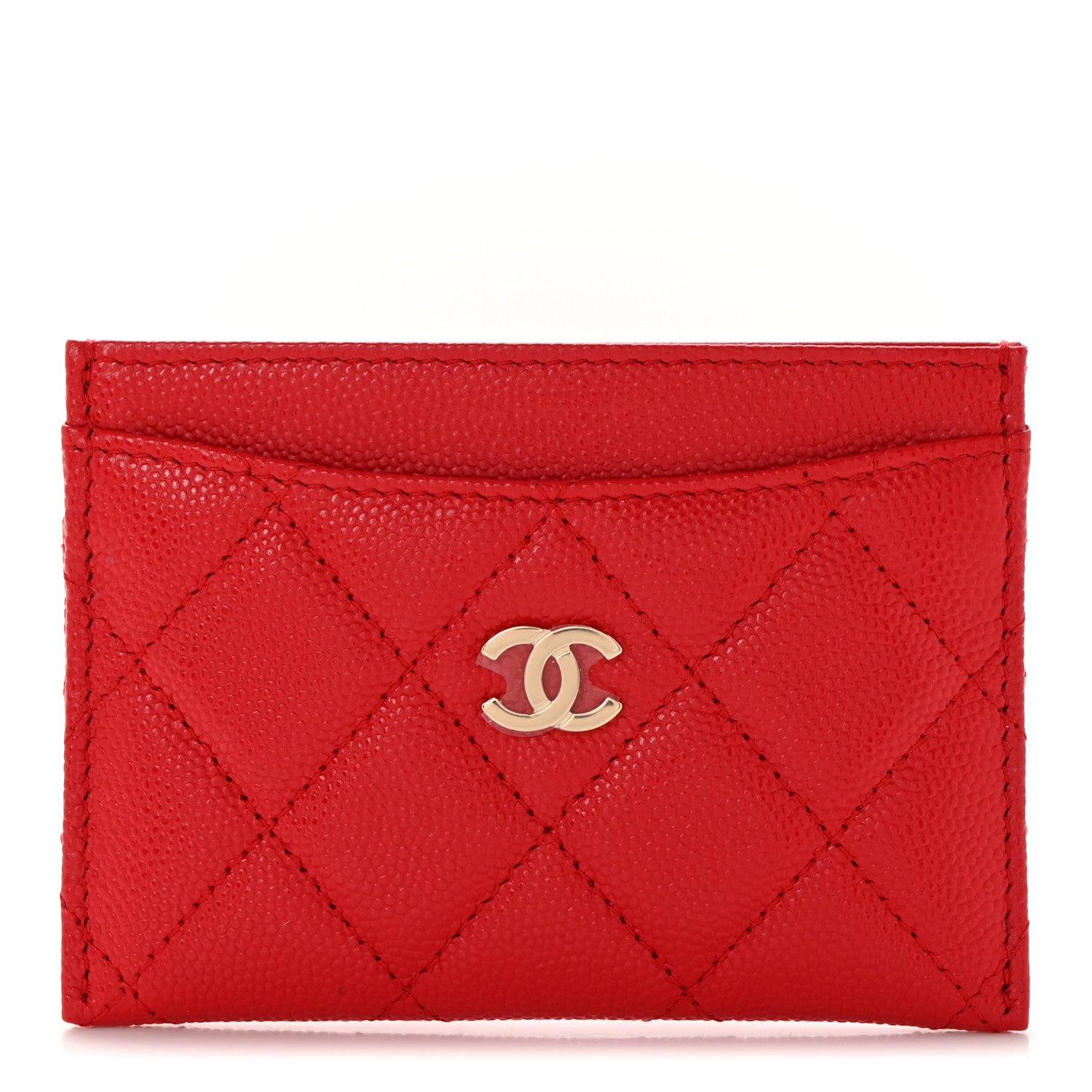 Chanel Caviar Quilted Card Holder Red 1 of 8