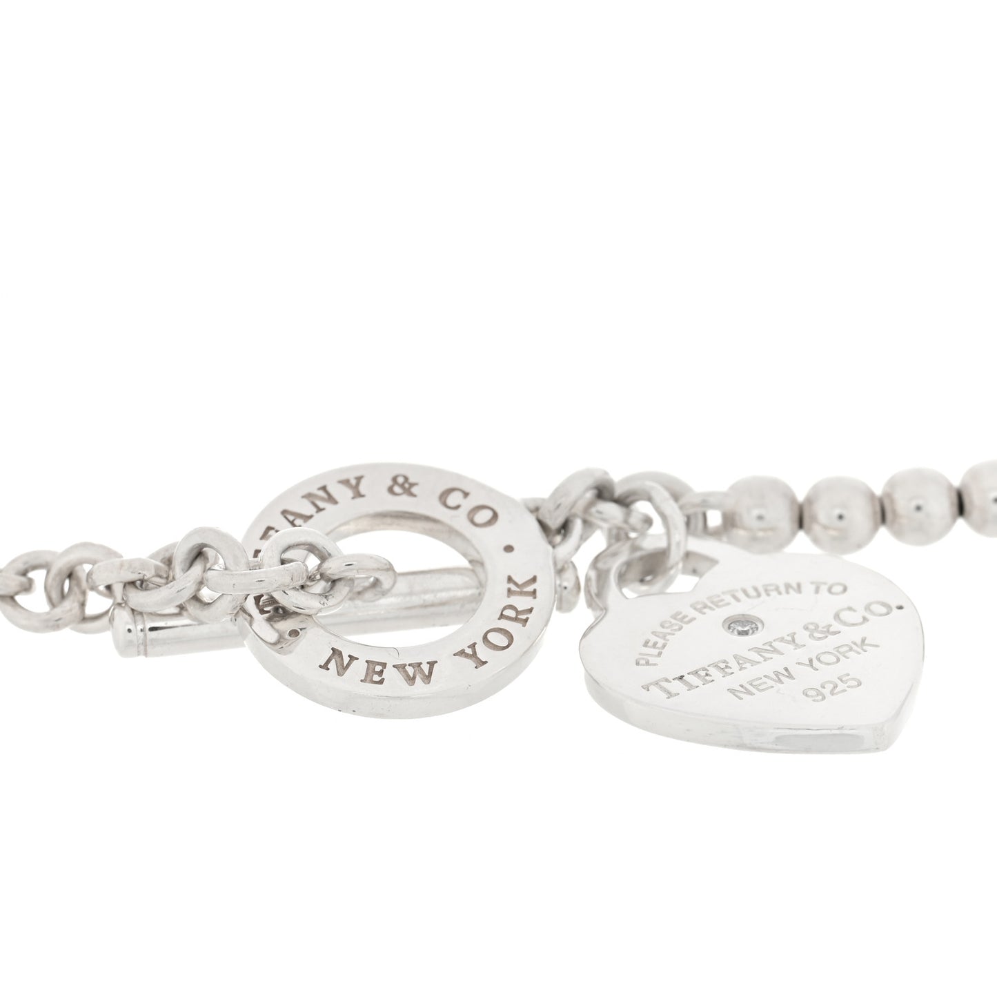 Sterling Silver Pearl Diamond Return to Tiffany Wrap Bead Bracelet