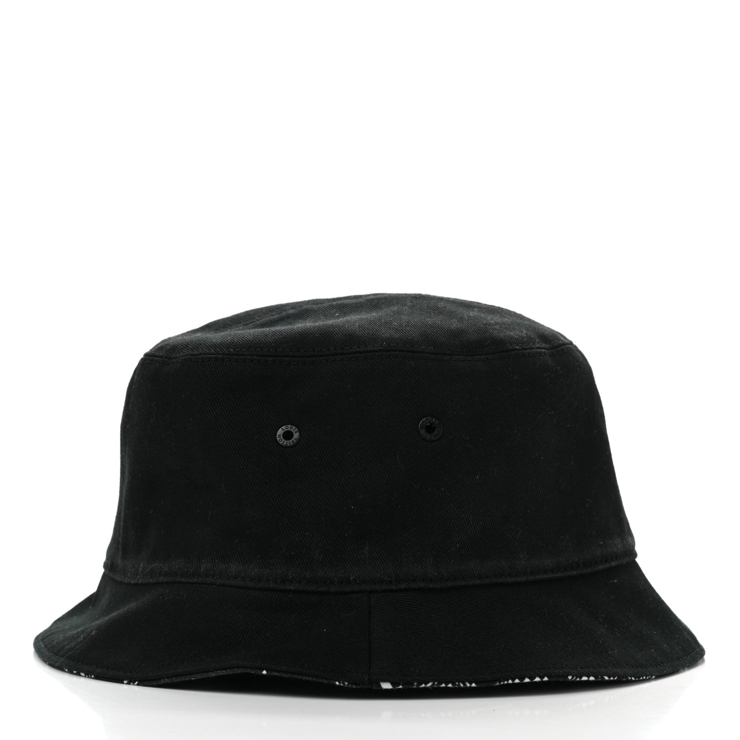 Cotton Damier Distorted Reversible Bucket Hat Black