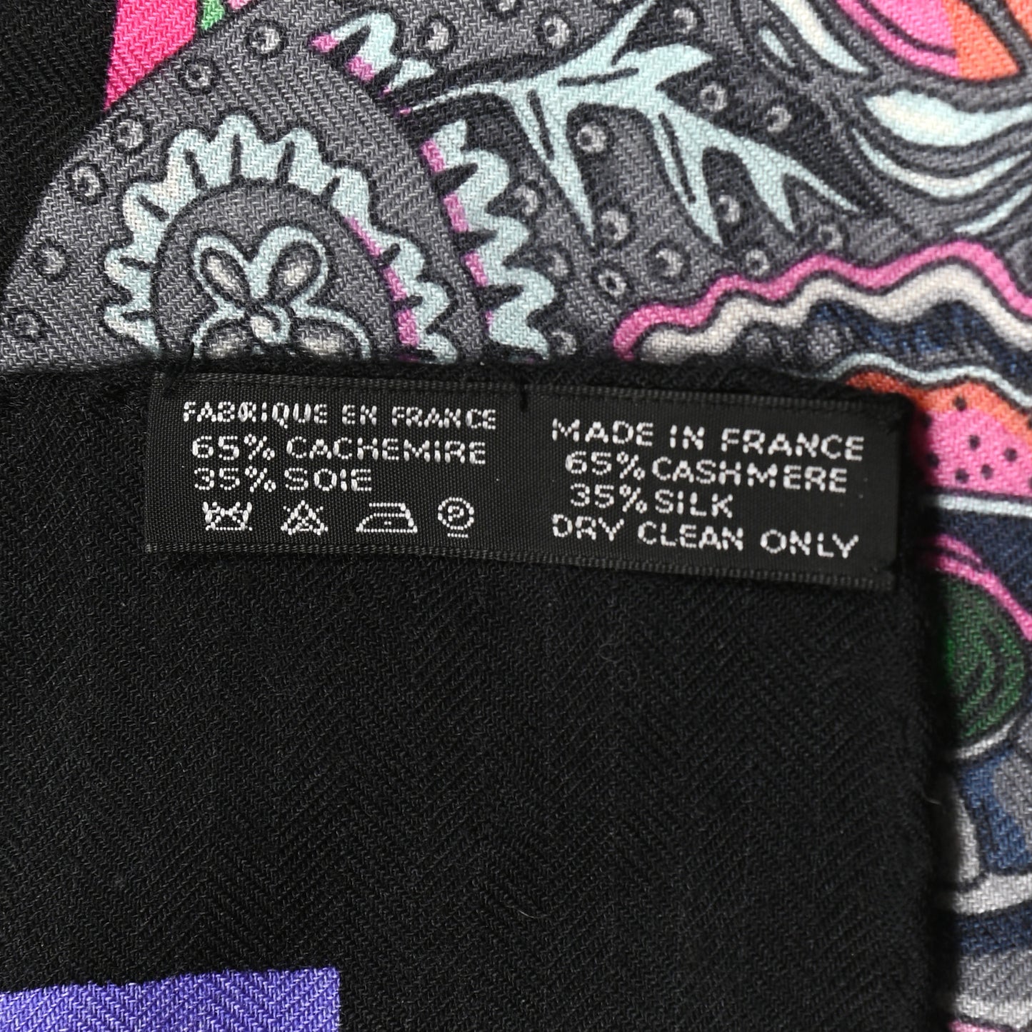Cashmere Silk Le Songe De La Licorne Shawl 140 Black Orange Rouge Vif