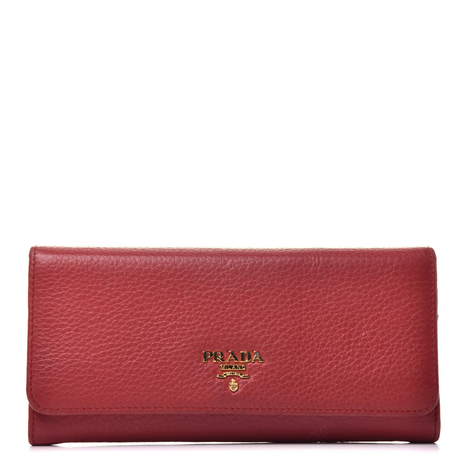 Prada Vitello Daino Continental Flap Wallet Rosso 1 of 7