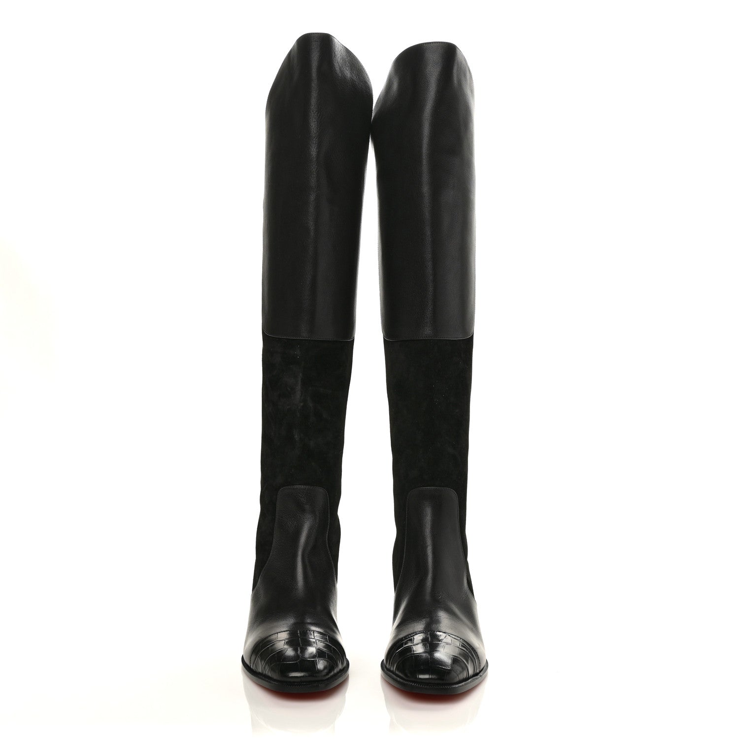 Christian Louboutin Calfskin Alligator Embossed Suede Mosaica 55 Boots 38.5 Black 2 of 9