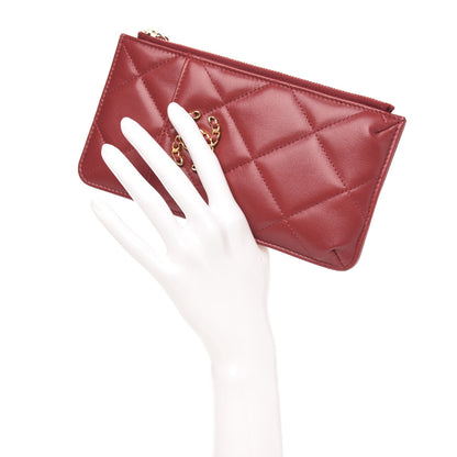 Chanel Shiny Goatskin Quilted 19 Flat Wallet Pouch Red 3 of 10