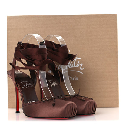 Christian Louboutin Crepe Satin Cassia Lace Up 100 Pumps 37.5 Nude 8 12 of 12