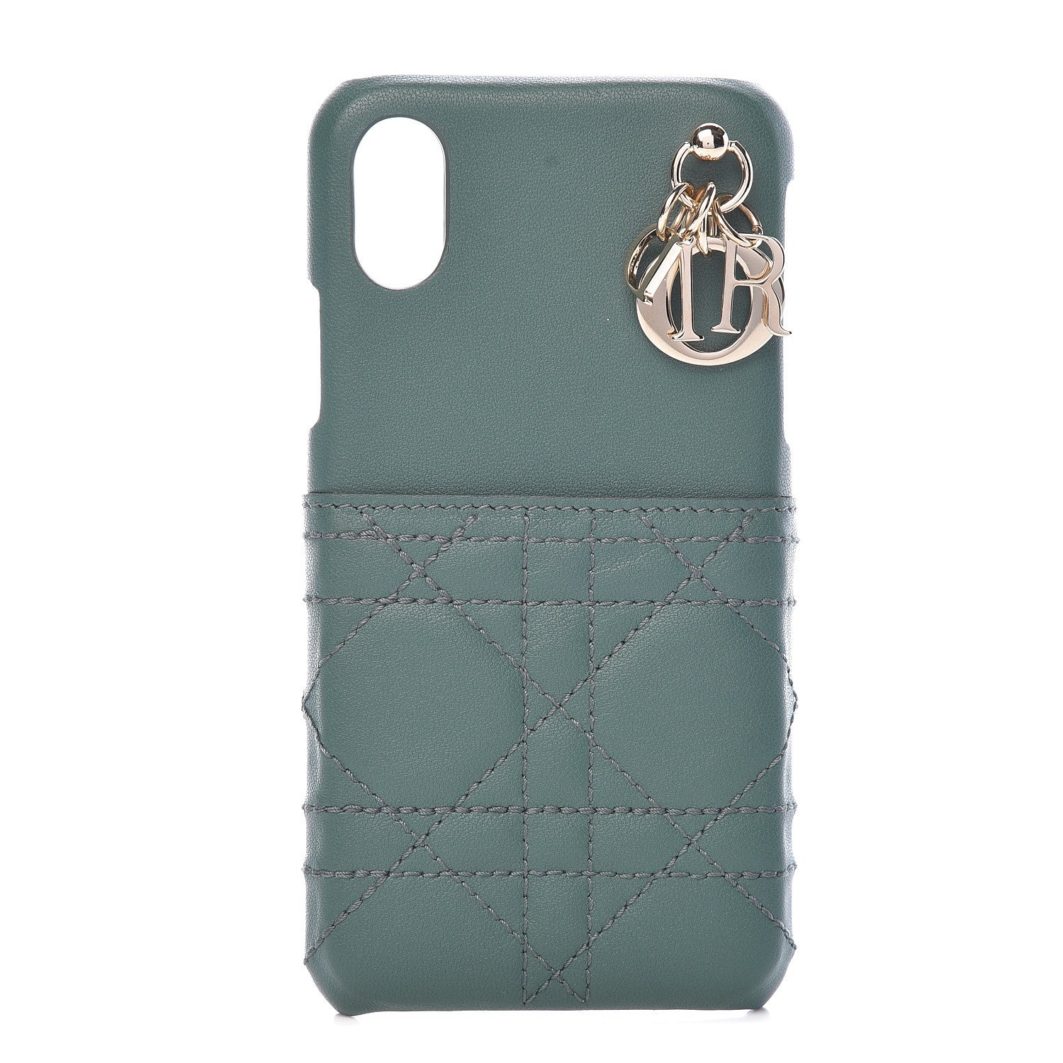 Christian Dior Lambskin Cannage Lady Dior Tech iPhone X XS Case Green 1 of 9