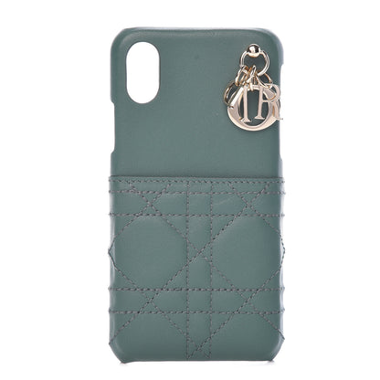 Christian Dior Lambskin Cannage Lady Dior Tech iPhone X XS Case Green 1 of 9