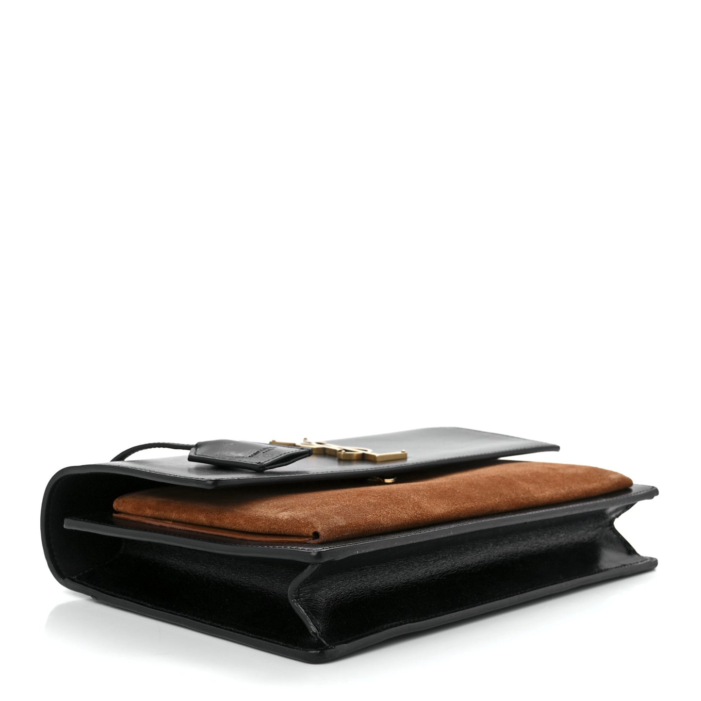 Calfskin Suede Medium Monogram Sunset Satchel Black Cinnamon