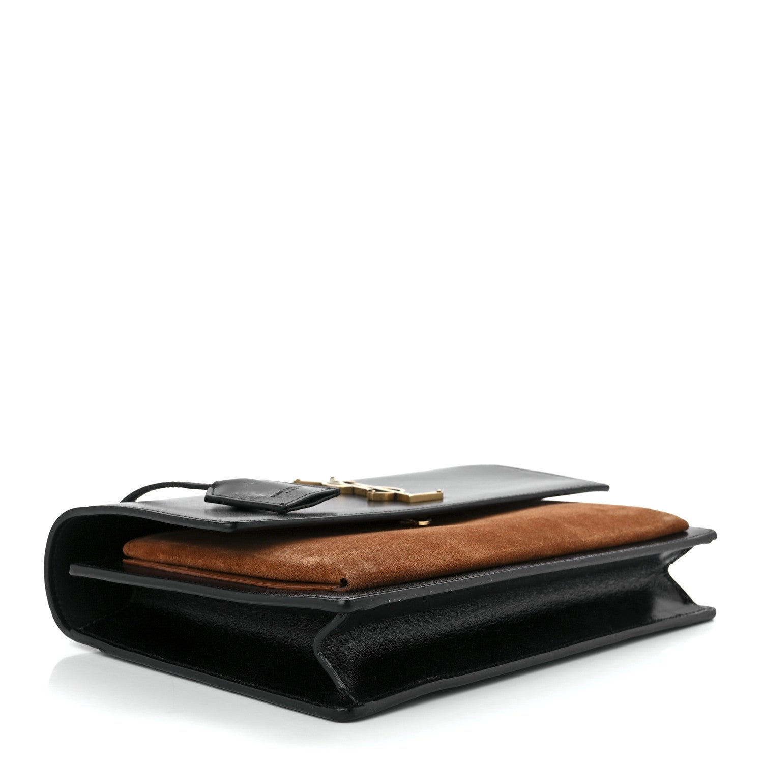 Saint Laurent Calfskin Suede Medium Monogram Sunset Satchel Black Cinnamon 3 of 12