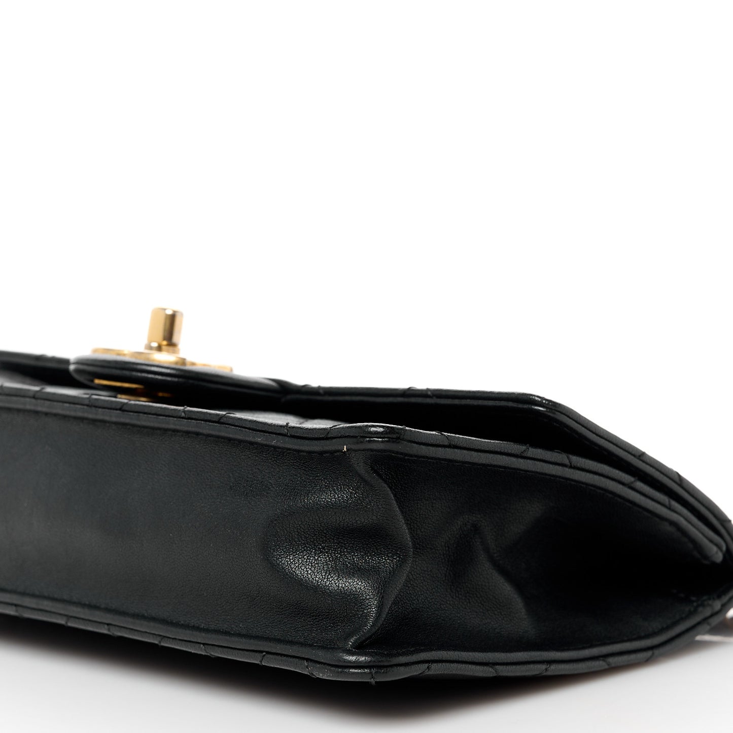 Lambskin Quilted Large Pearl Chain Flap Bag Black