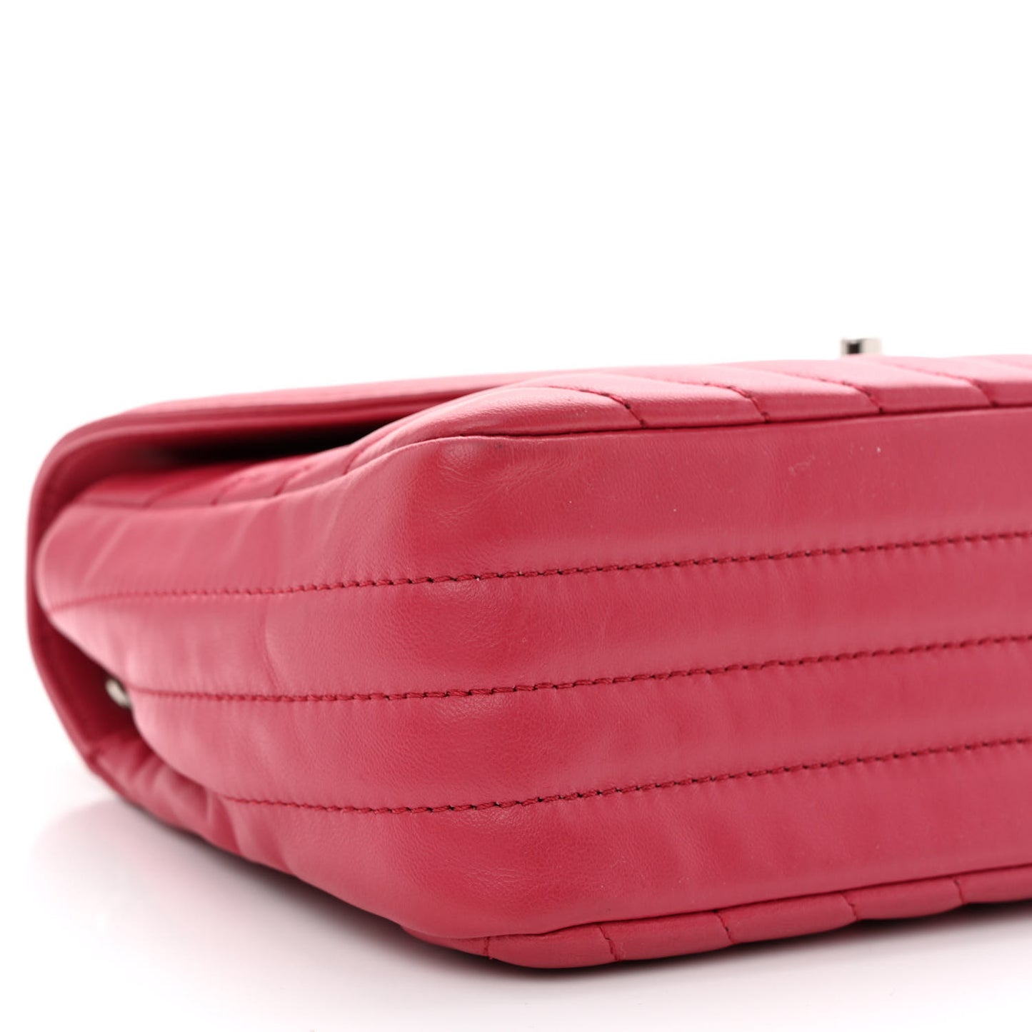 Lambskin Chevron Medium Single Flap Fuchsia