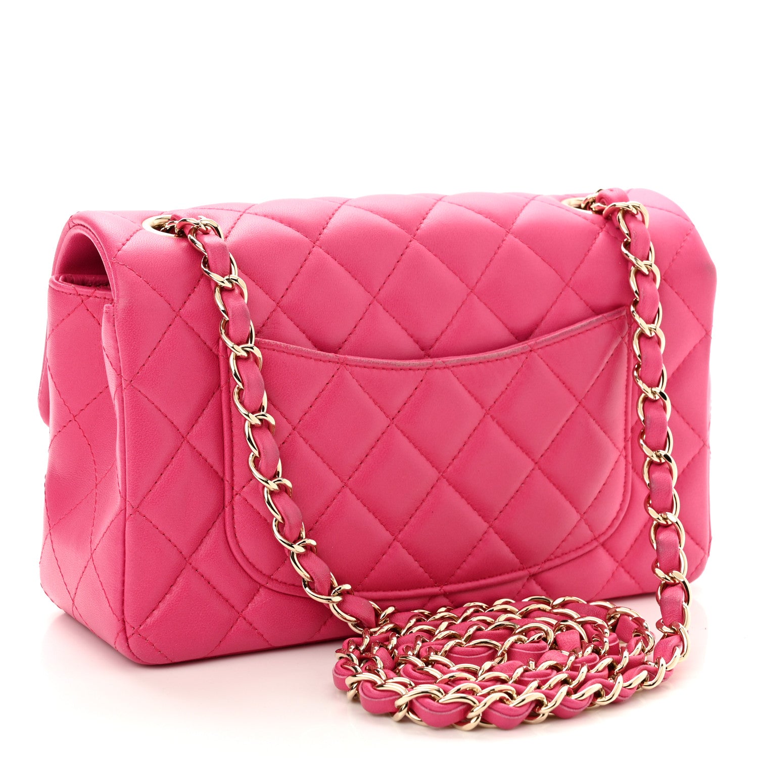 Chanel Lambskin Quilted Mini Rectangular Flap Fuchsia 3 of 11