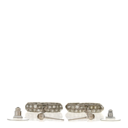 Chanel Baguette Crystal CC Drop Earrings Silver 3 of 5