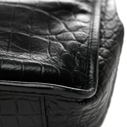 Saint Laurent Crocodile Embossed Lambskin Monogram Medium Niki Chain Satchel Black 12 of 12