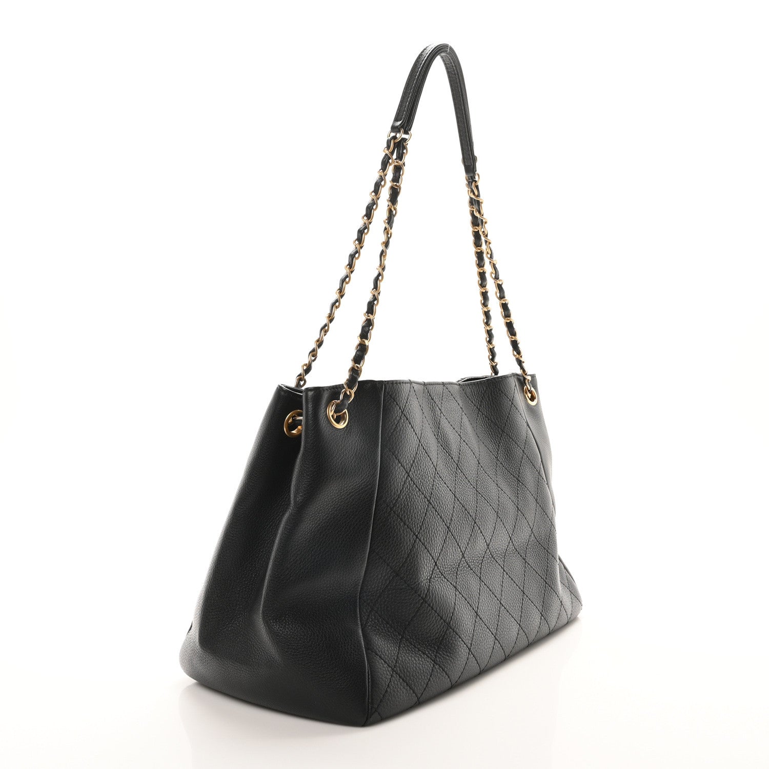 Chanel Grained Calfskin Stitched Large Supple Rock Shopping Black 3 of 10