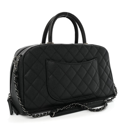 Chanel Caviar Lizard Quilted Coco Handle Bowler Black 3 of 16