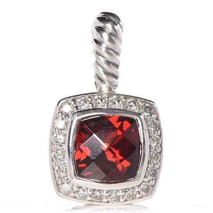 David Yurman Sterling Silver Pyrope Garnet Diamond 11mm Petite Albion Pendant Enhancer 1 of 3