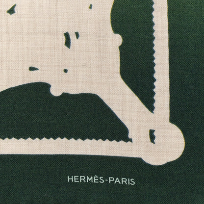 Hermes Cashmere Silk Etrier Chromatique Scarf 100 Bleu Jaune Vert 2 of 6