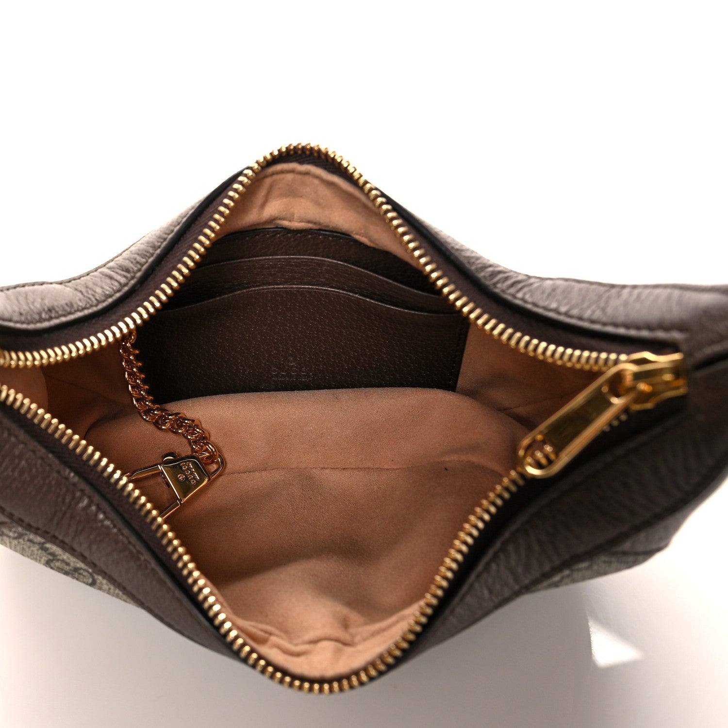 Gucci GG Supreme Monogram Textured Calfskin Web Mini Ophidia Half Moon Hobo Beige Ebony New Acero 5 of 10
