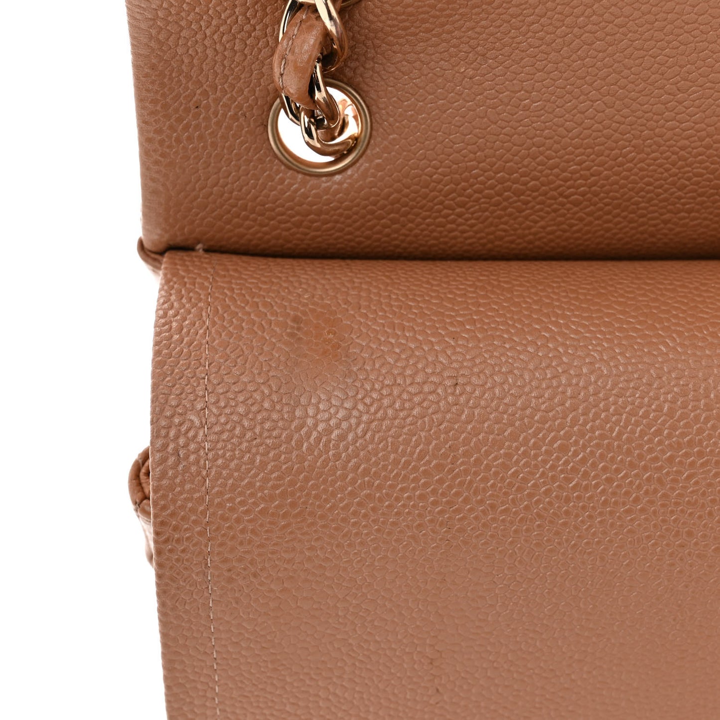 Caviar Quilted Jumbo Double Flap Beige