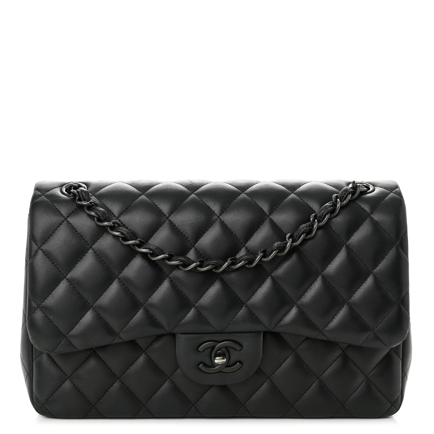 Chanel Lambskin Quilted Jumbo Double Flap So Black 1 of 10