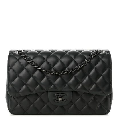 Chanel Lambskin Quilted Jumbo Double Flap So Black 1 of 10