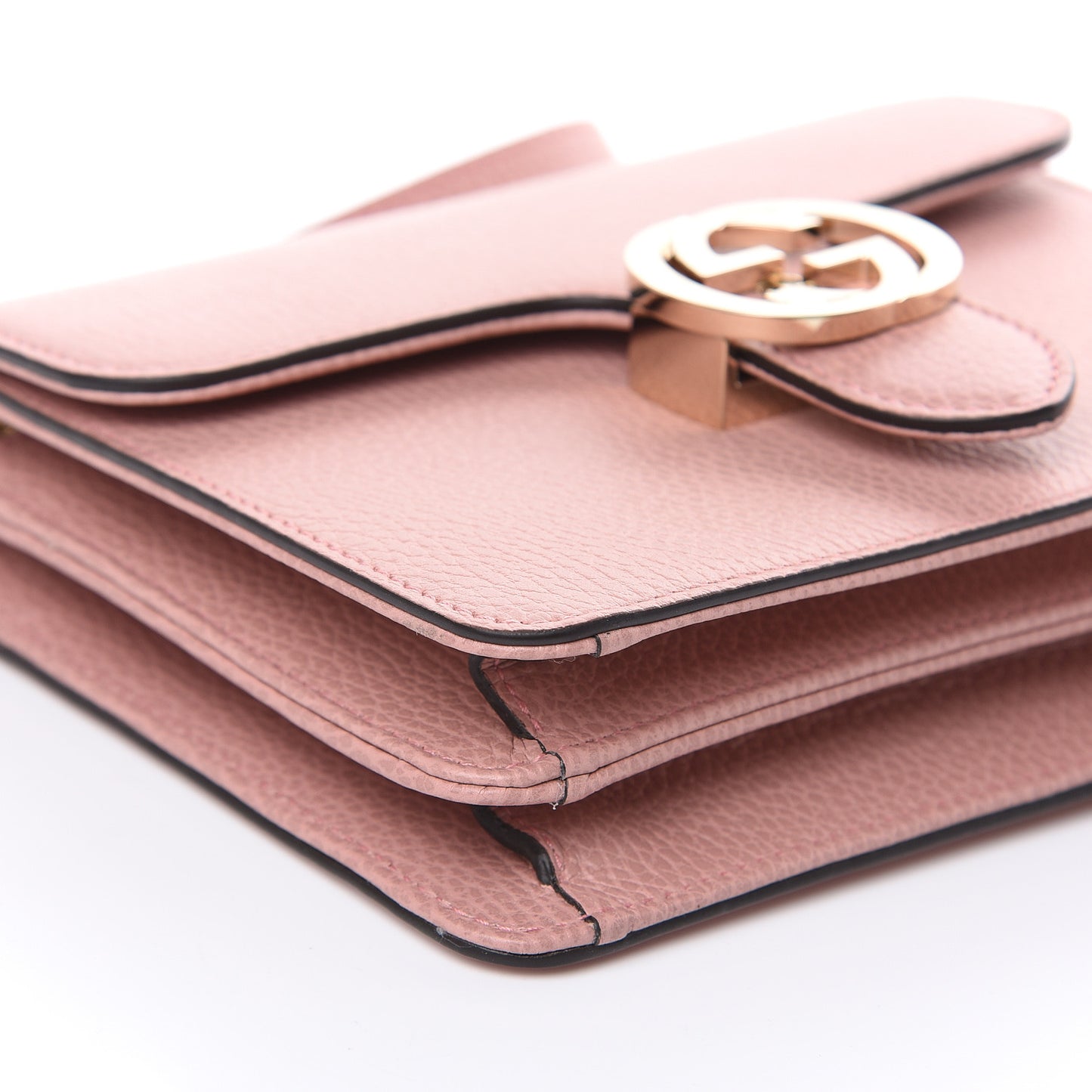 Dollar Calfskin Small Interlocking G Shoulder Bag Soft Pink