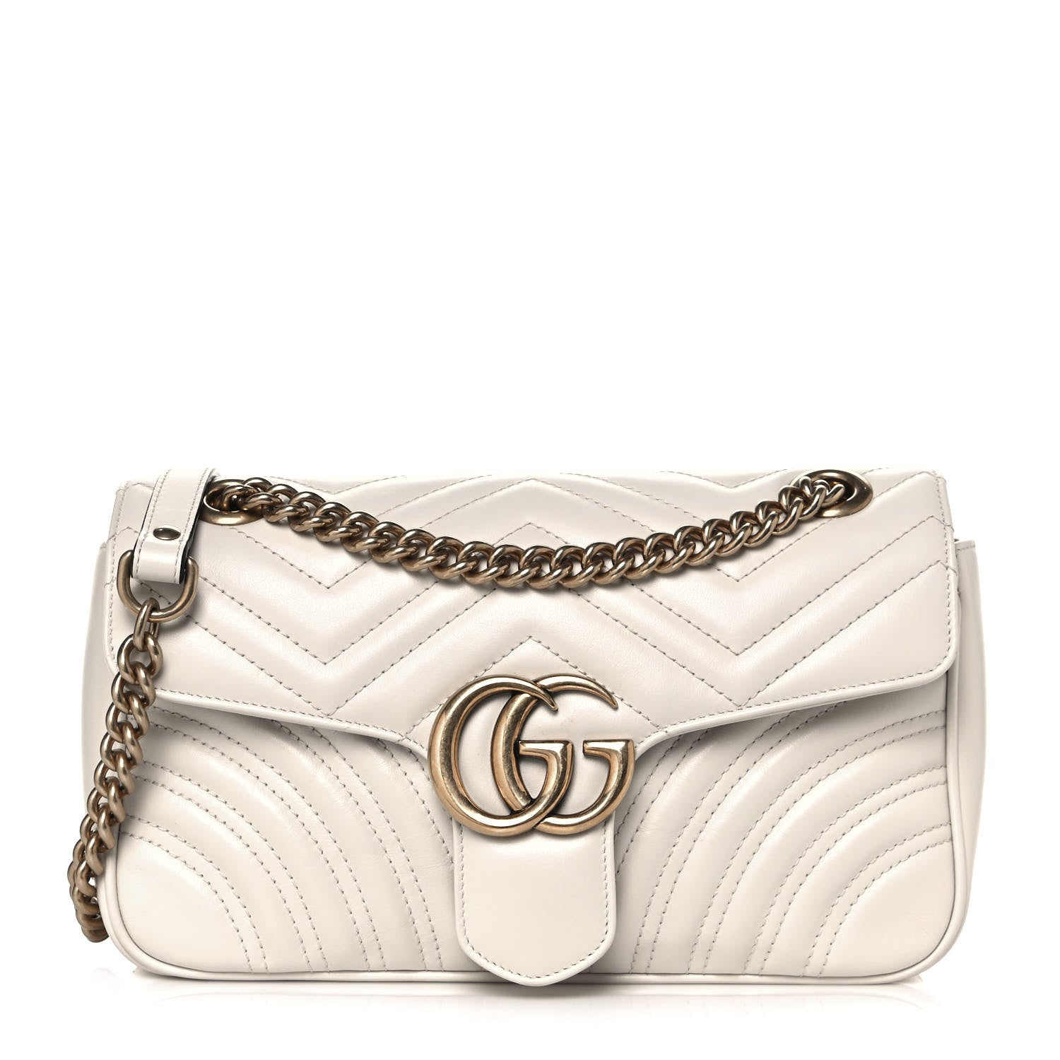 Gucci Calfskin Matelasse Small GG Marmont Shoulder Bag White 1 of 13