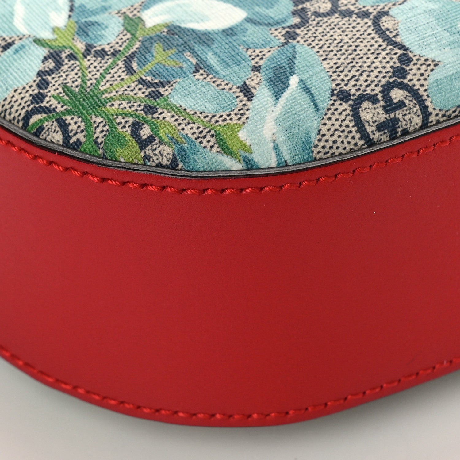 Gucci GG Supreme Monogram Blooms Mini Chain Shoulder Bag Beige Blue Navy Hibiscus Red 8 of 9