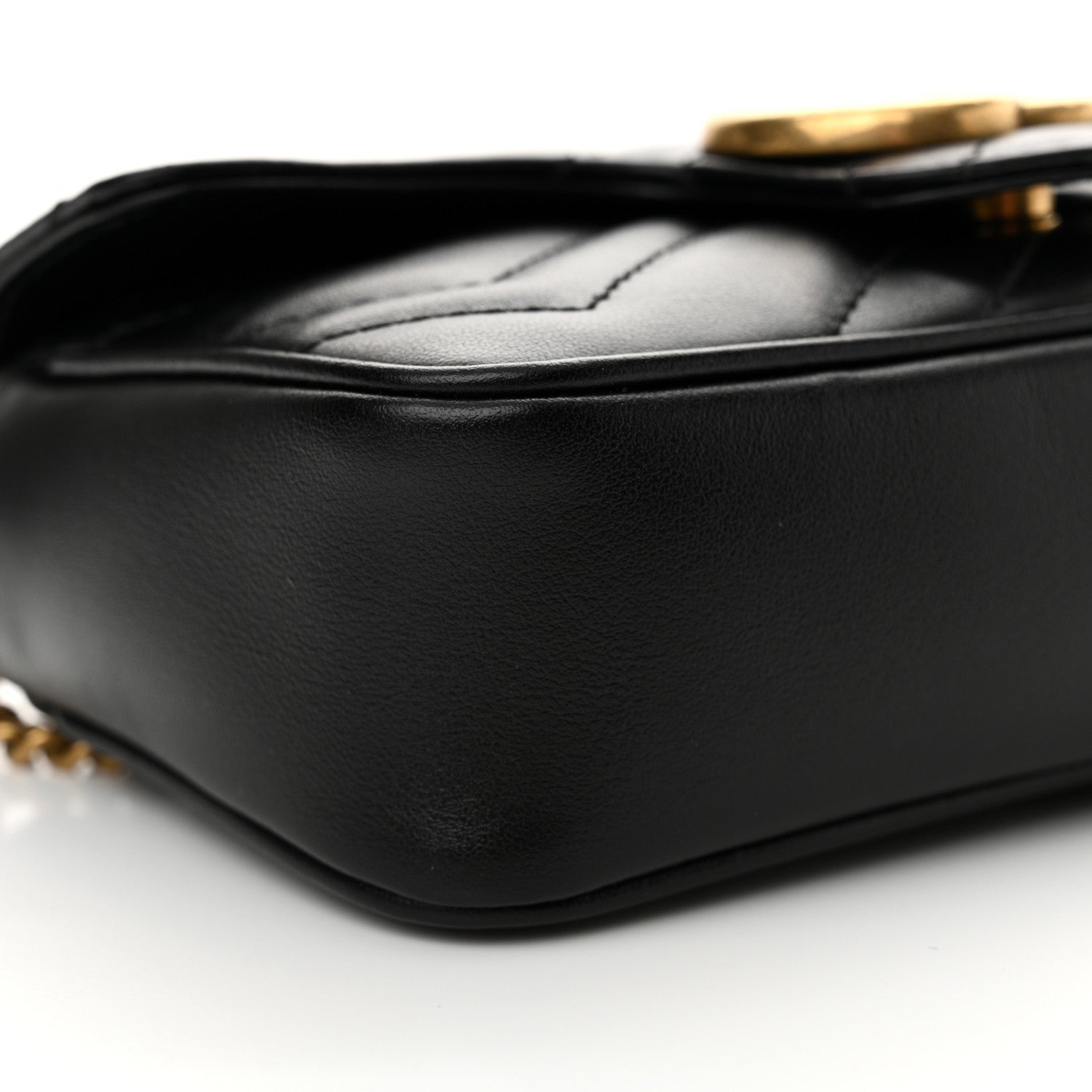 Gucci Calfskin Matelasse Super Mini GG Marmont Shoulder Bag Black 8 of 10