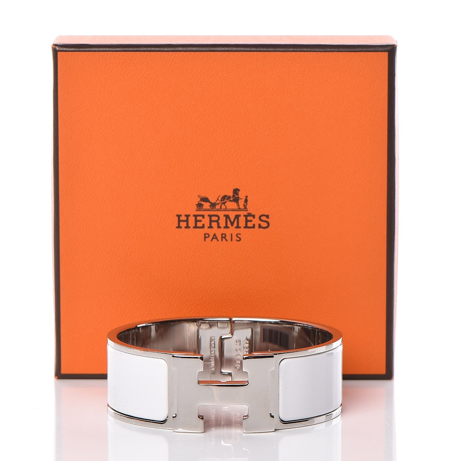 Hermes Enamel Wide Clic Clac H Bracelet PM White 5 of 5