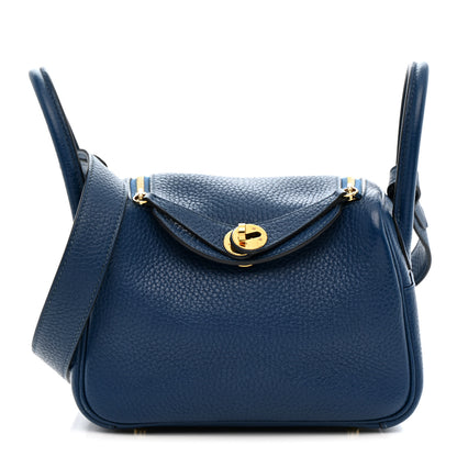 Hermes Taurillon Clemence Mini Lindy 20 Deep Bleu 1 of 21