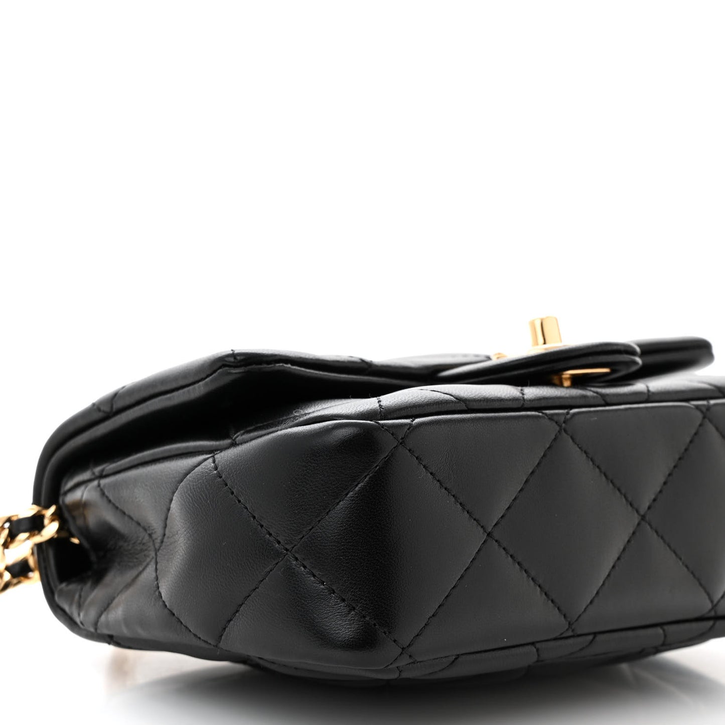 Lambskin Resin Quilted Top Handle Flap Black