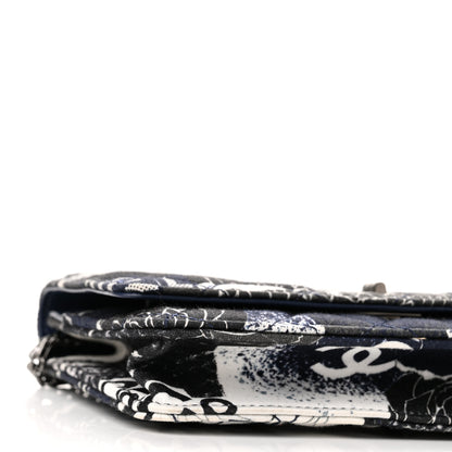 Chanel Canvas Printed Quilted 2.55 Reissue Wallet On Chain WOC White Black Navy Blue 10 of 12
