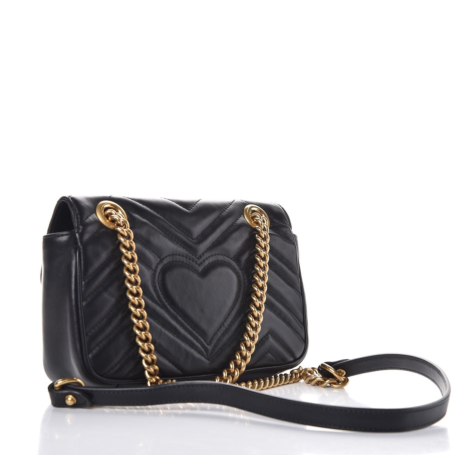 Gucci Calfskin Matelasse Mini GG Marmont Shoulder Bag Black 3 of 8