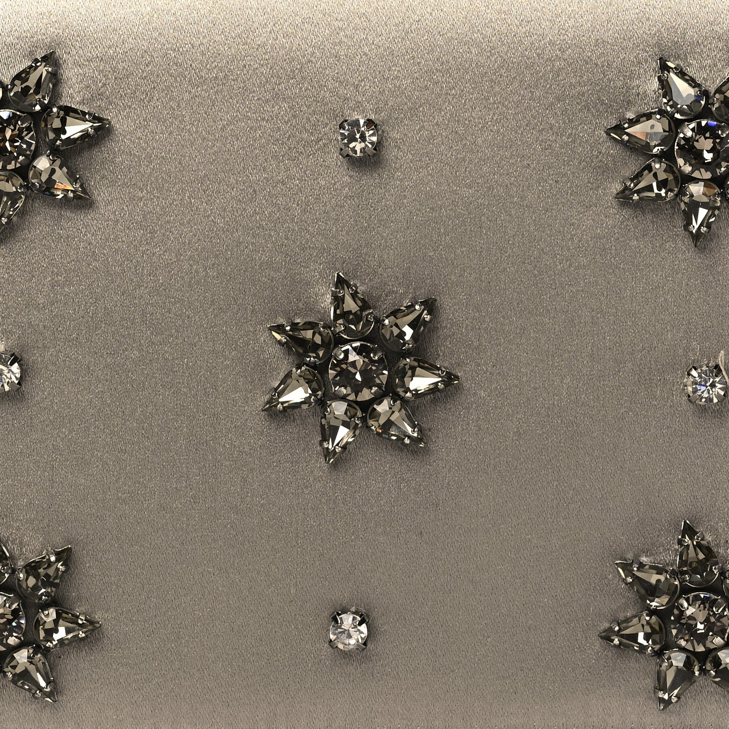 Satin Crystal Embellished Clutch Grey