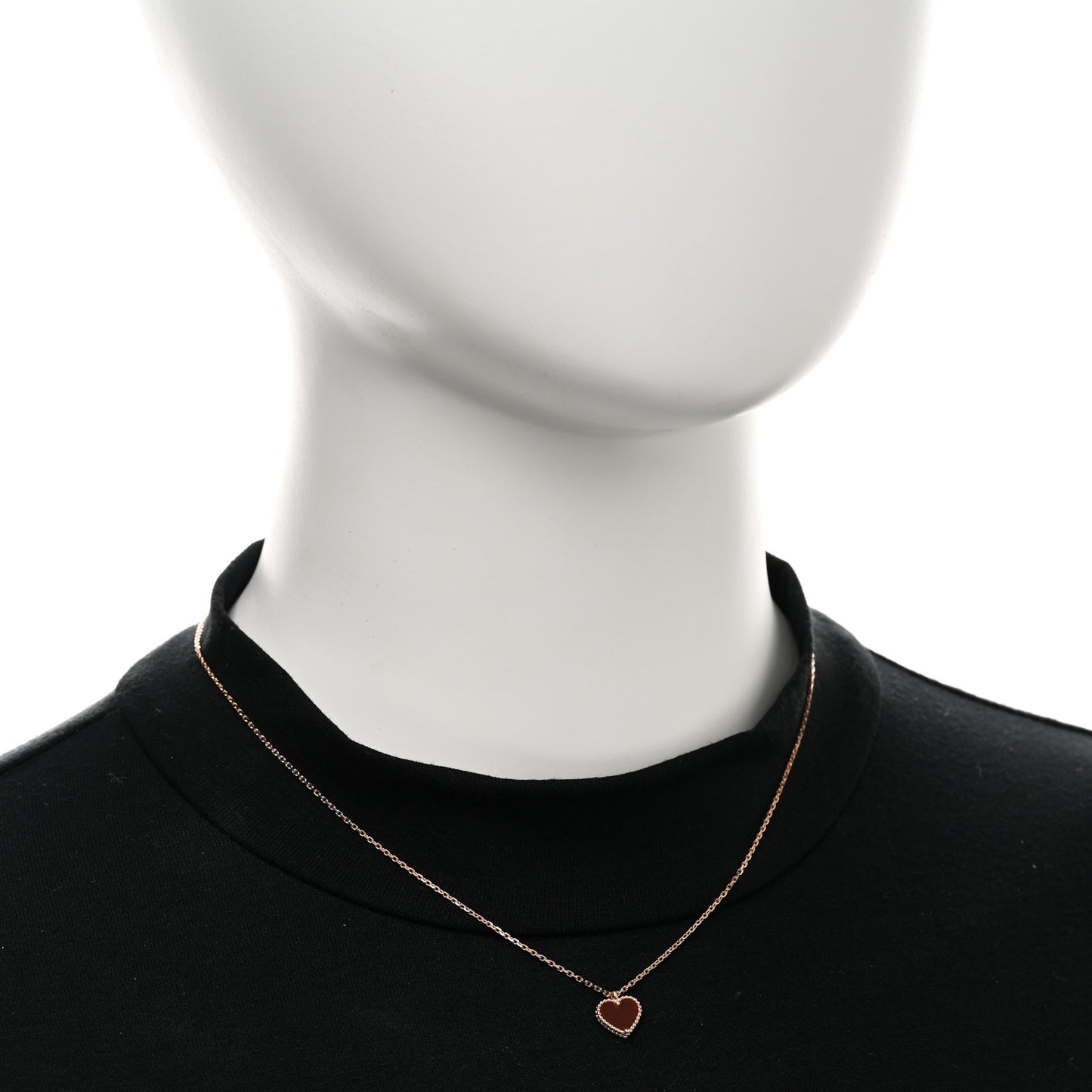 18k Rose Gold Carnelian Sweet Alhambra Heart Pendant Necklace