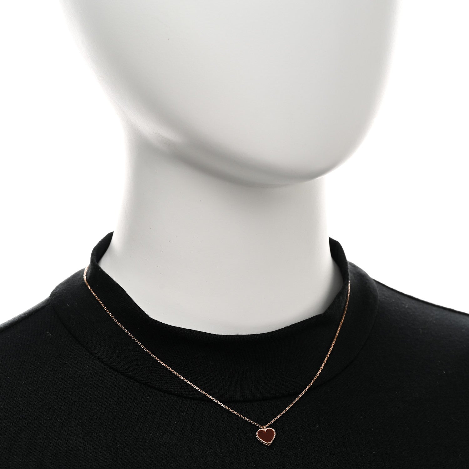 Van Cleef & Arpels 18k Rose Gold Carnelian Sweet Alhambra Heart Pendant Necklace 2 of 5