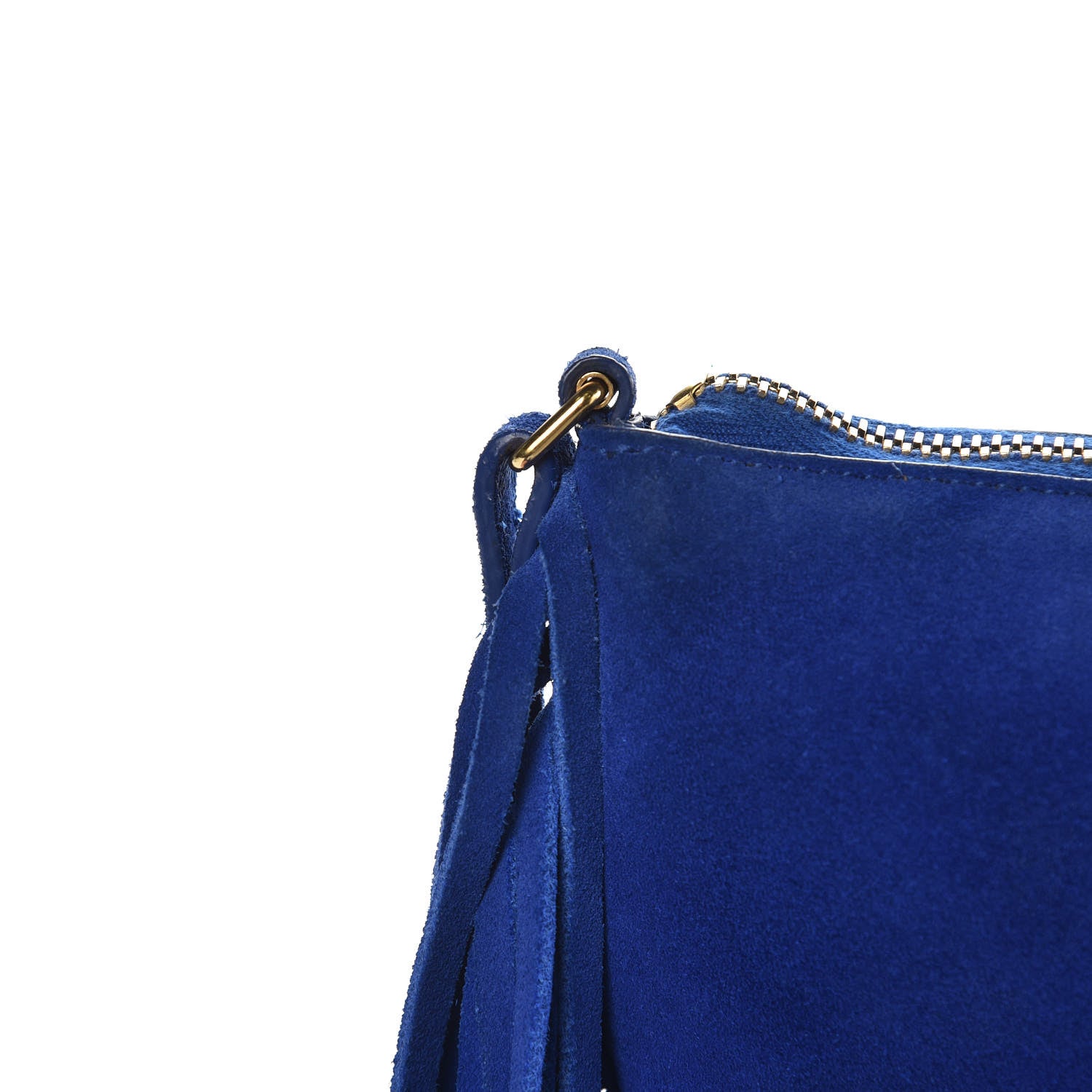 Saint Laurent Suede Calfskin Small Fringe Crossbody Bag Blue 12 of 13