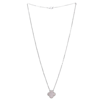 Van Cleef & Arpels 18K White Gold Mother of Pearl Vintage Alhambra Pendant Necklace 3 of 5