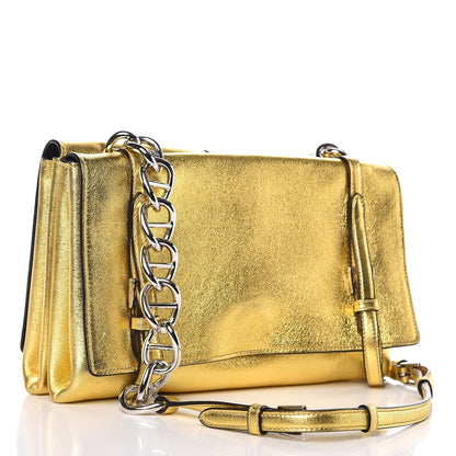 Prada Vitello Soft Chain Flap Bag Gold 3 of 8
